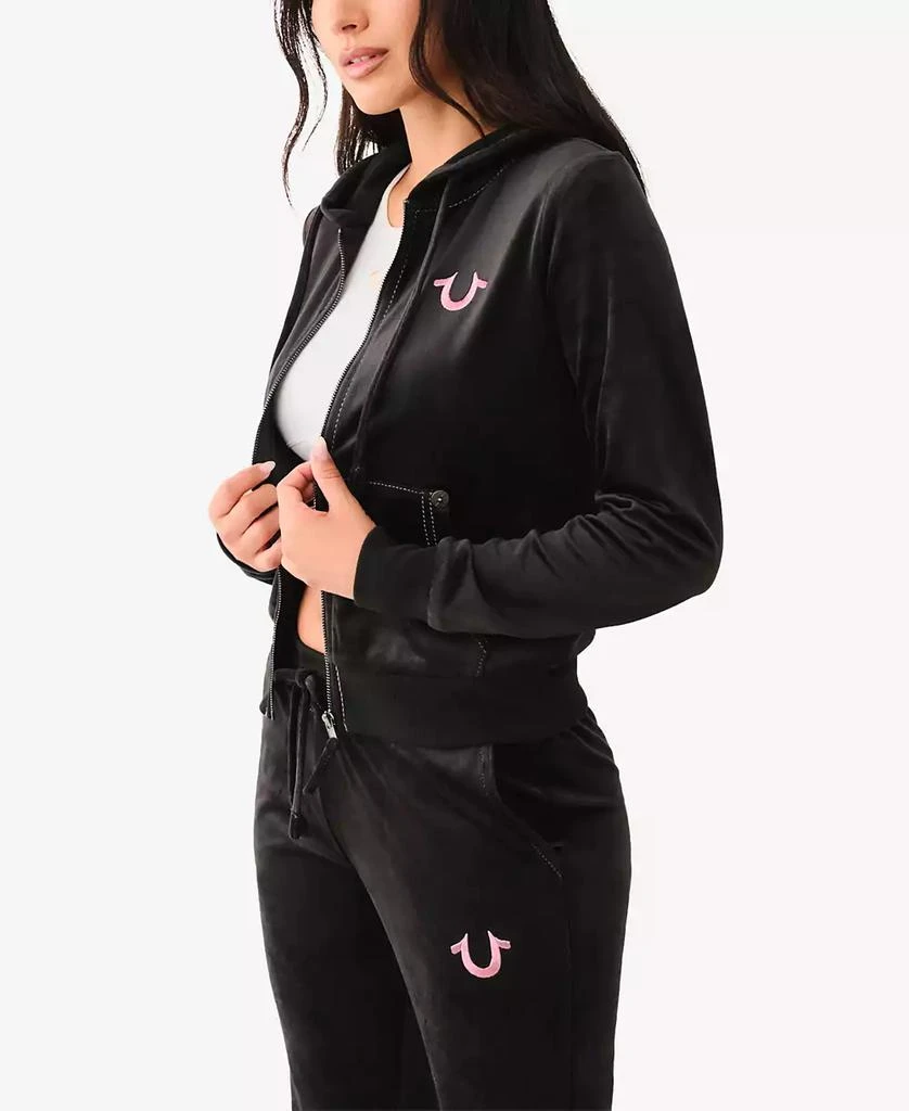 True Religion Women's Velour Zip Hoodie Sweatshirt 5