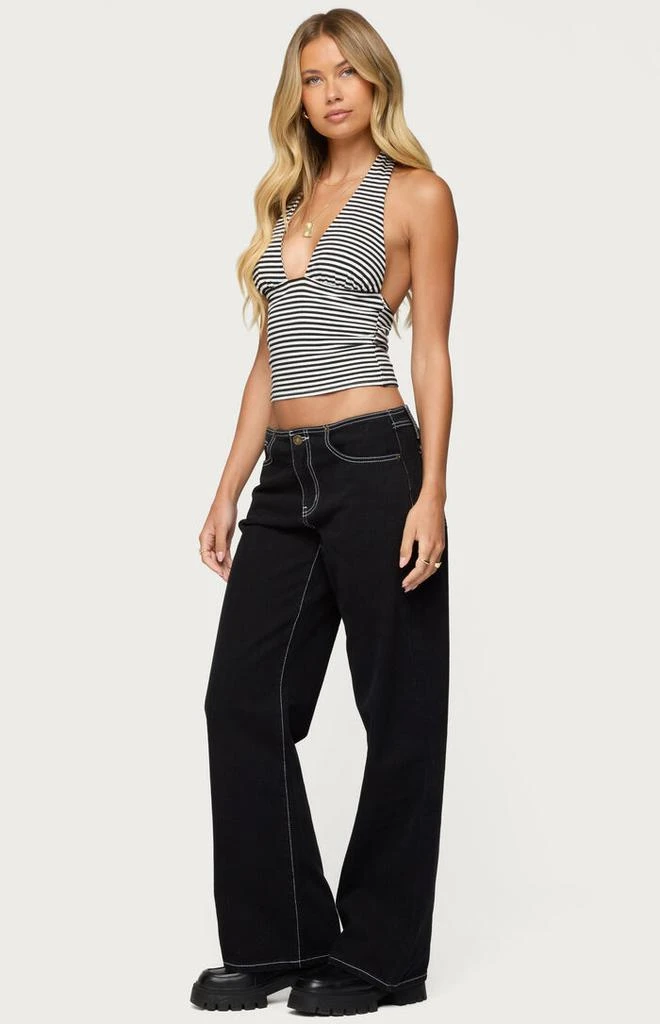 Edikted Contrast Stitch Low Rise Jeans 4