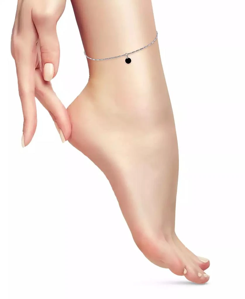 Giani Bernini Onyx Dangle Cylinder Link Ankle Bracelet in Sterling Silver, Created for Macy's 2