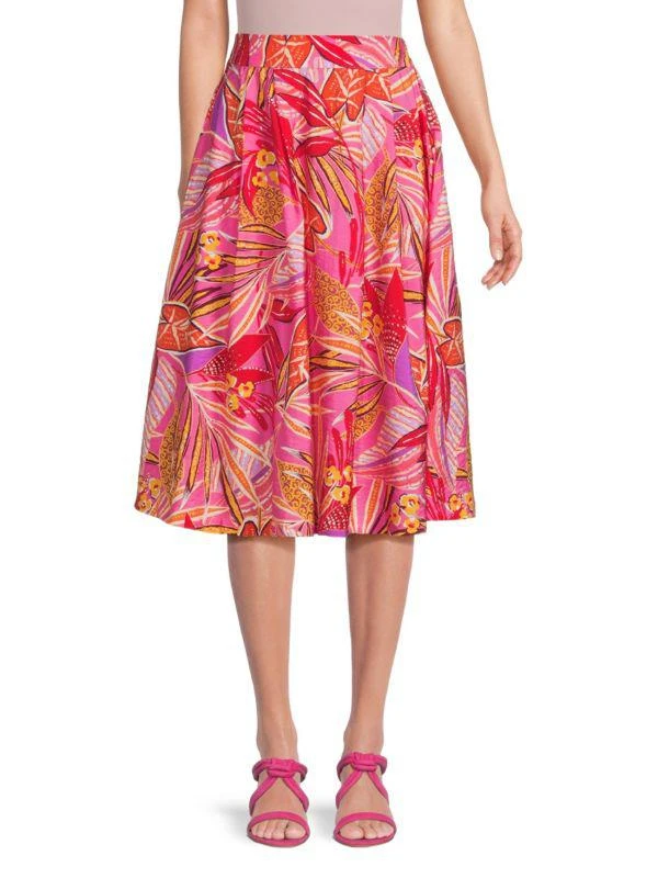 Renee C. Box Pleated Midi Skirt 1