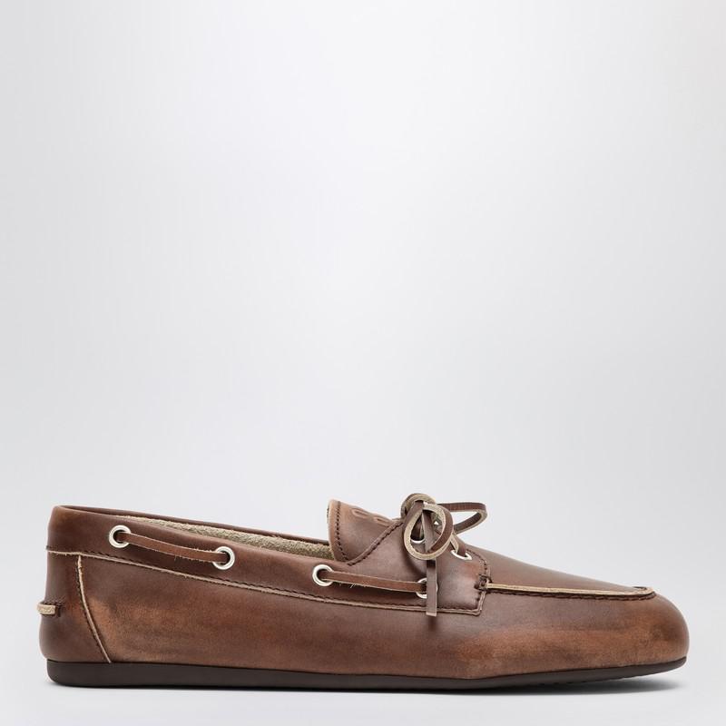 Miu Miu Burnt brown moccasin in vintage effect leather