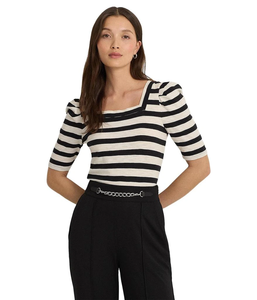 Ralph Lauren Striped Cotton Jersey Puff-Sleeve Tee 1
