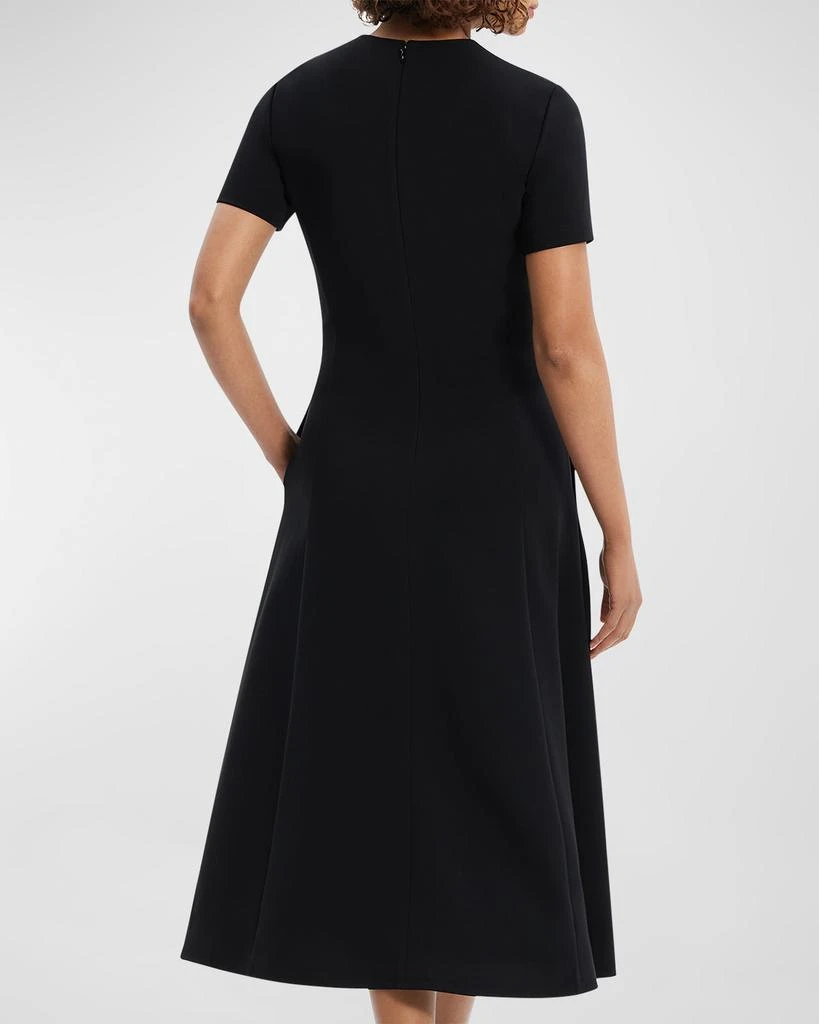 Theory Admiral Crepe Flared Short-Sleeve Midi Dress 4