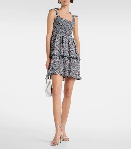 Ganni Floral tiered georgette minidress 2