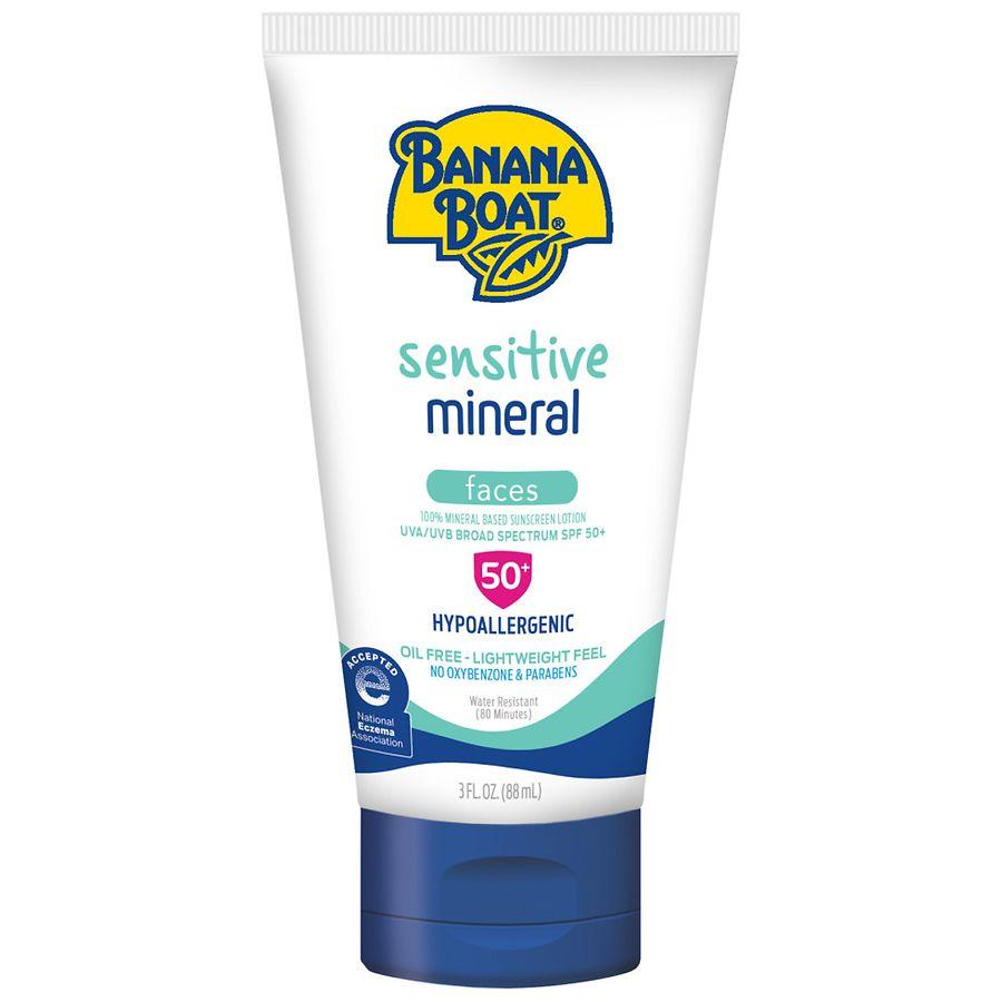 Banana Boat Sensitive 100% Mineral Face Sunscreen Lotion, SPF 50+