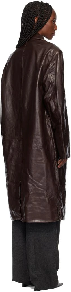 Entire Studios Brown Single Breasted Leather Coat 3