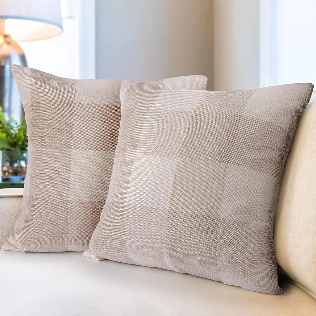 Zulay Kitchen Pack of 2 Buffalo Plaid Throw Pillow Covers 16x16 12