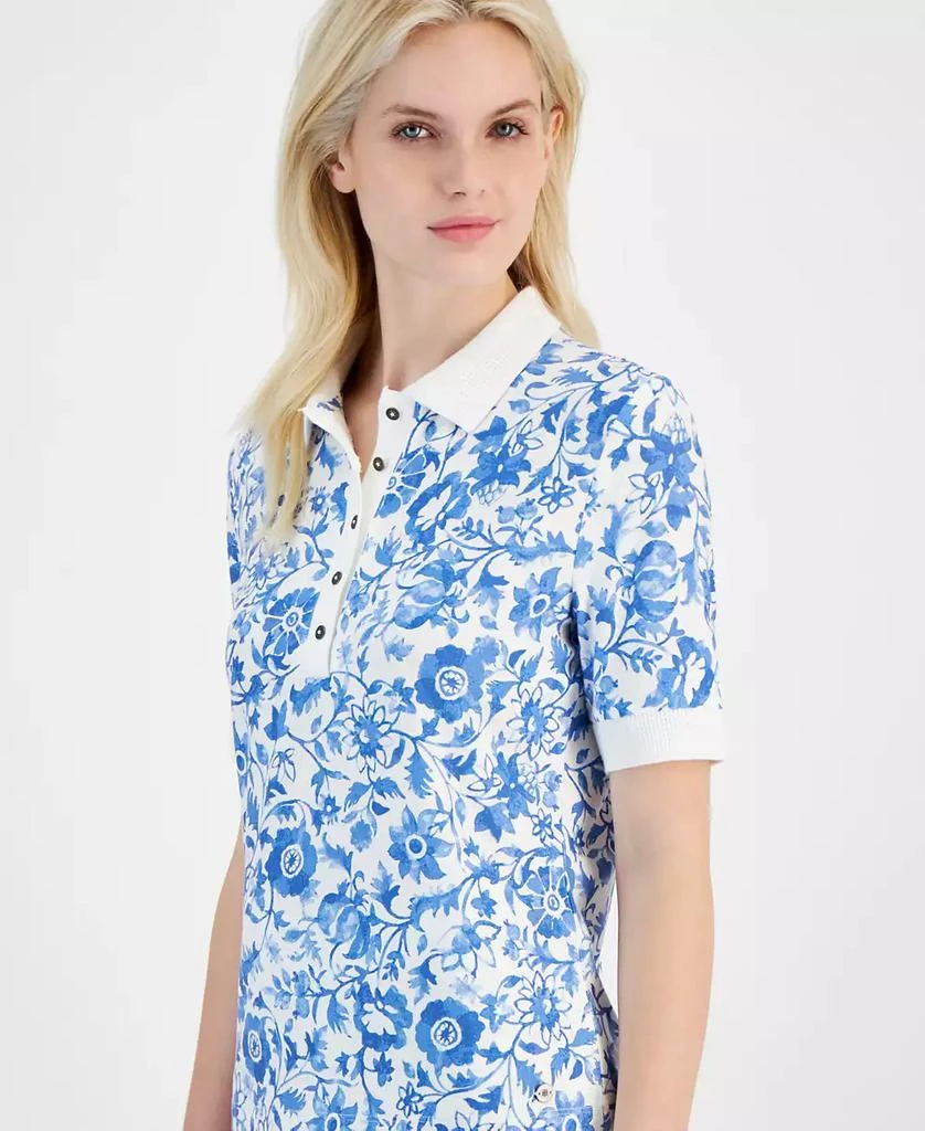 Tommy Hilfiger Women's Indigo Garden Printed Polo Top 2