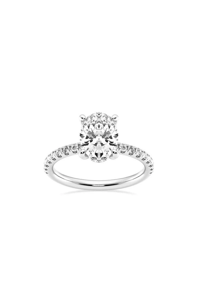 Badgley Mischka 14K Gold Oval Cut Lab-Created Diamond Pavé Ring - 2.4ct 1