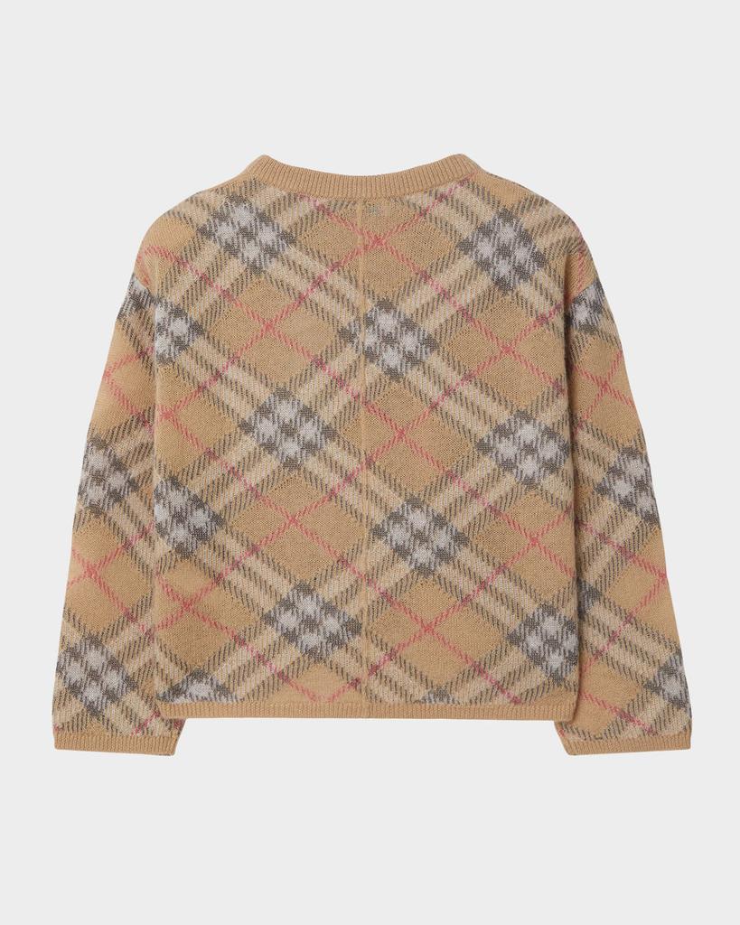 Burberry Girl's Bethane Speckled Check Cardigan, Size 3-14