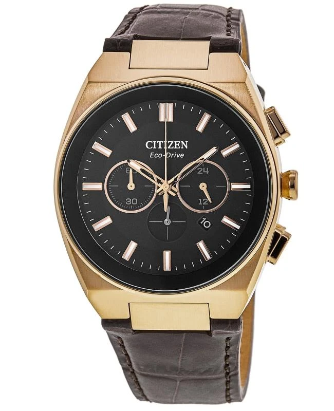 Citizen Axiom SC Chronograph Black Dial Leather Strap Men's Watch CA4583-01E WatchMaxx