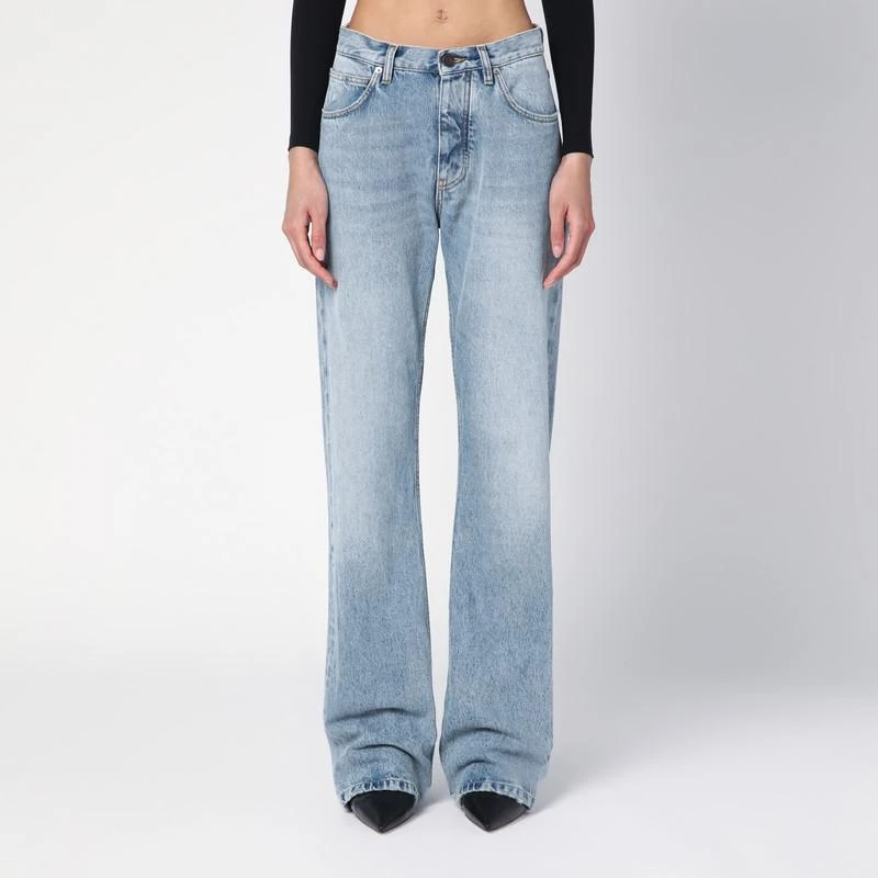 Balenciaga Light blue jeans with distressed hem 1