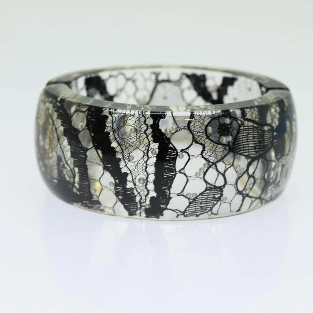 Chanel Cc Hinged Bangle Bracelet Resin With Lace And Faux Pearls Plastic Bracelet Jewelry (Pre-Owned)