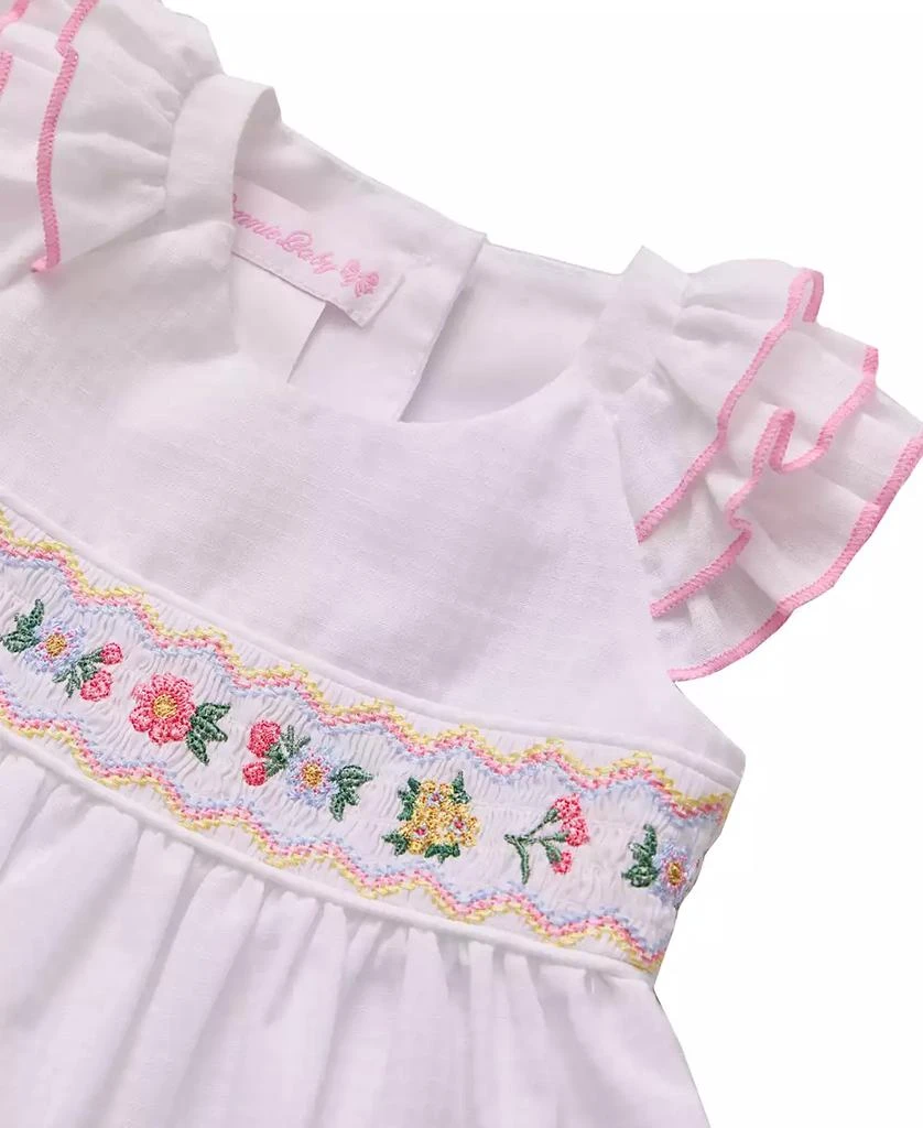 Bonnie Baby Baby Girls Smocked Flutter Sleeved Woven Check Dress 3