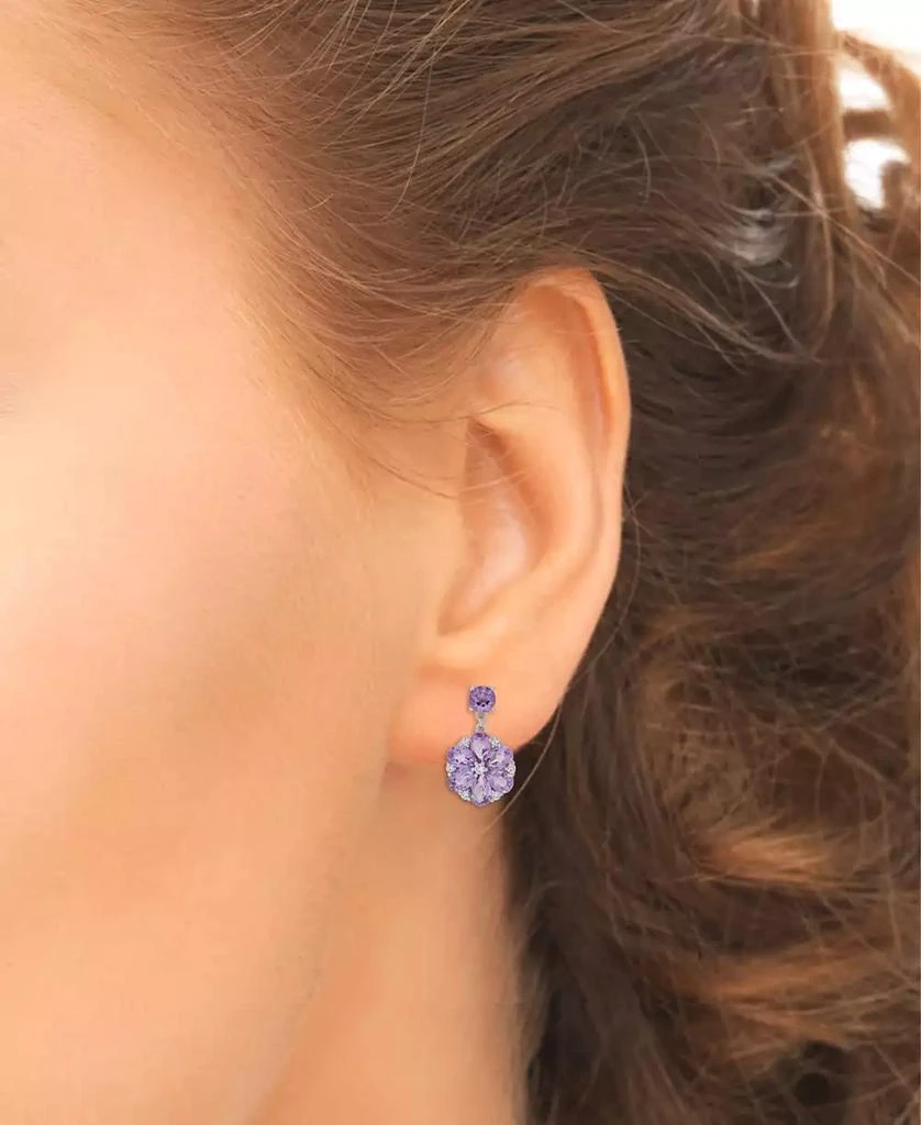 Macy's Amethyst (5 ct. t.w.) & Cubic Zirconia Flower Drop Earrings in Sterling Silver 2