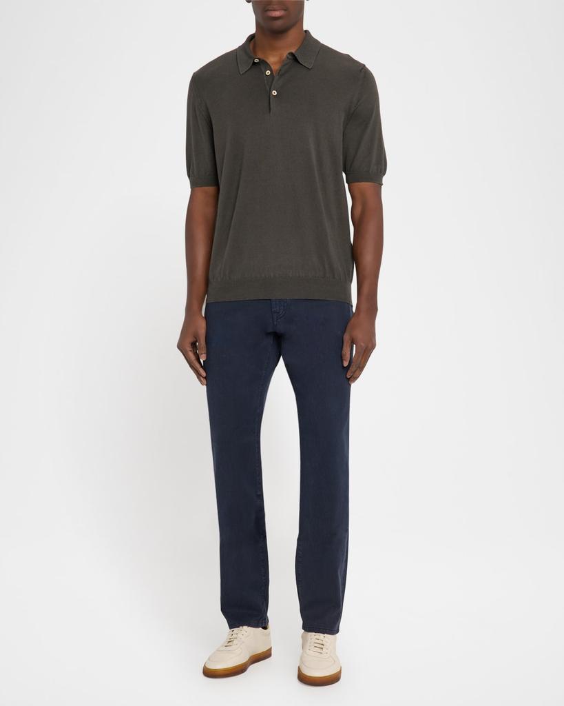 BOGLIOLI Men's Garment-Washed Cotton Polo Shirt