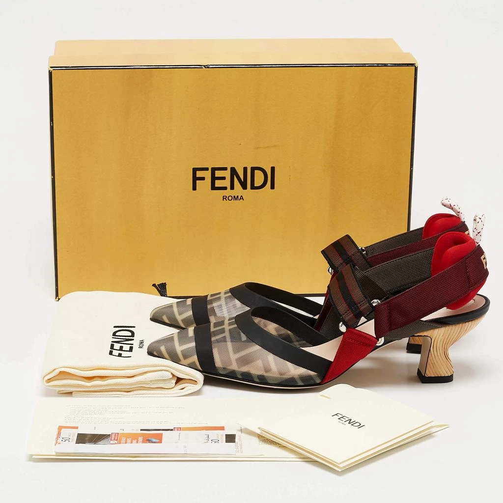 Fendi Fendi Multicolor Zucca Mesh and Fabric Colibri Pumps Size 37.5 10