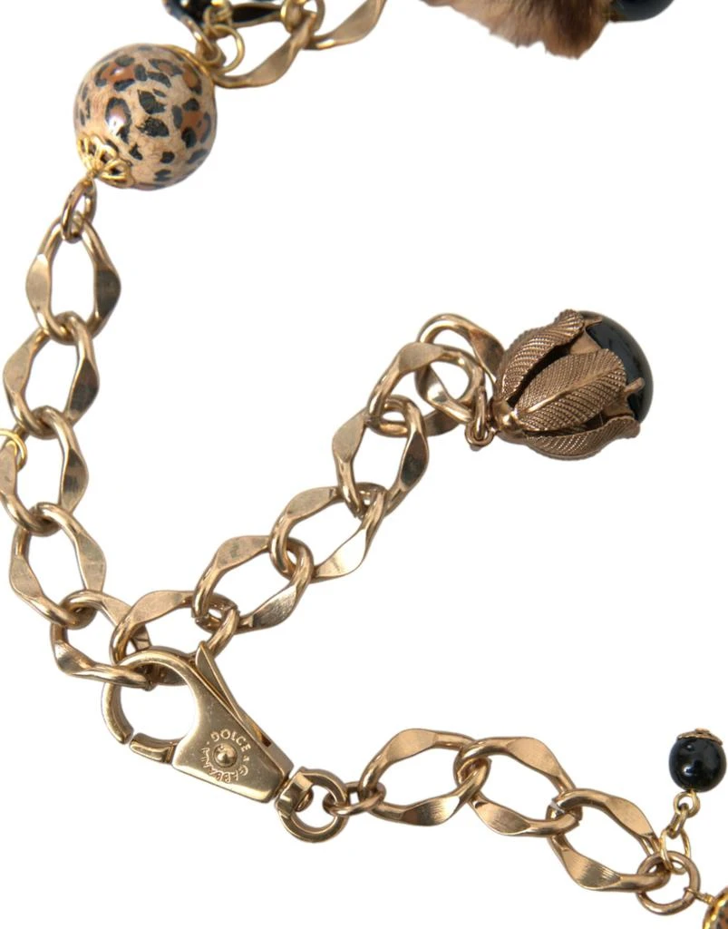 Dolce & Gabbana Dolce & Gabbana Gold Brass Leopard Fur Pearl Collier Chain Belt 5