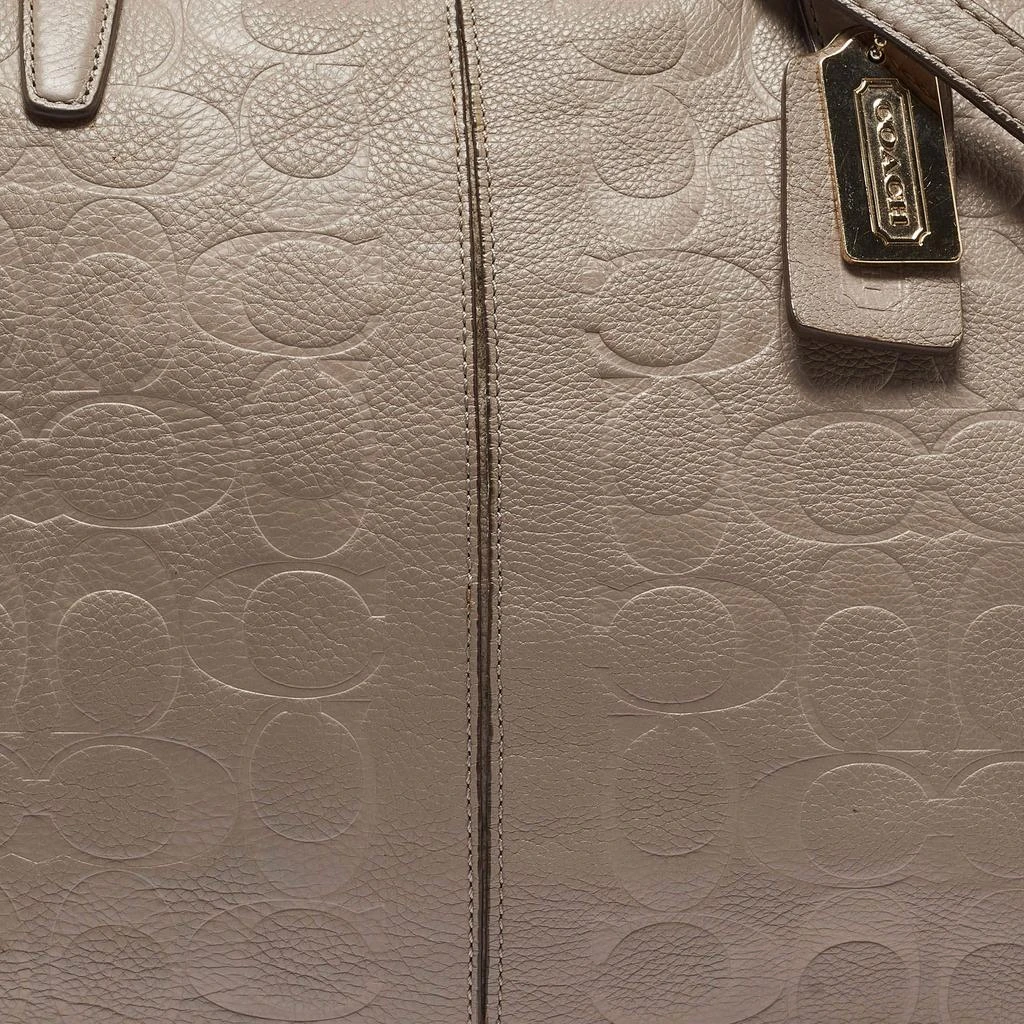 Coach Coach Beige Signature Embossed Leather Bleecker Zip Tote 5