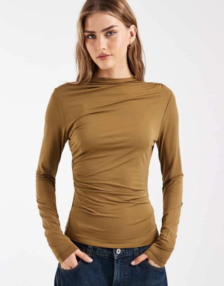 
Other Stories 
Other Stories asymmetric ruched long sleeve jersey top in brown