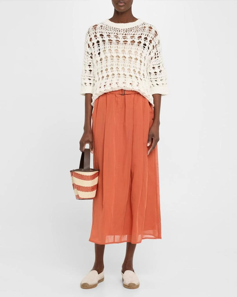 Brunello Cucinelli Marine Mini Striped Raffia Tote Bag 7