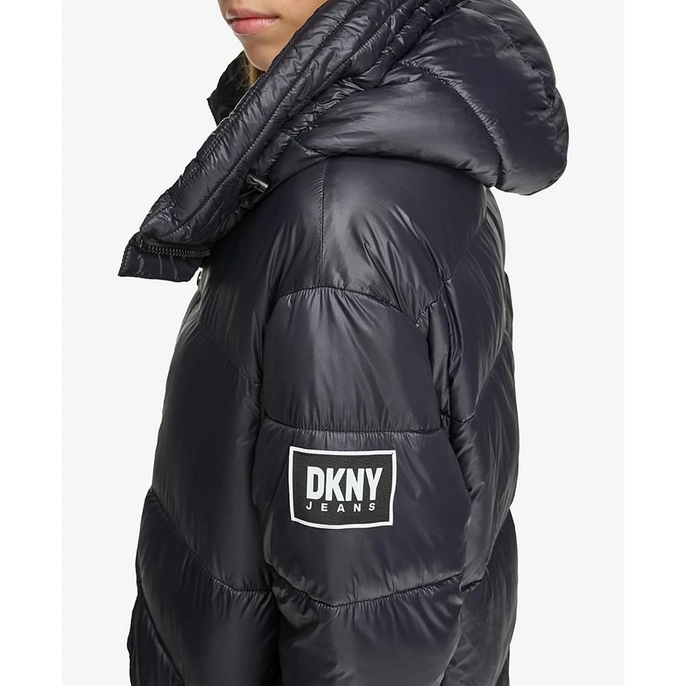 DKNY Jeans Women's Wet Shine Hooded Puffer Jacket 5