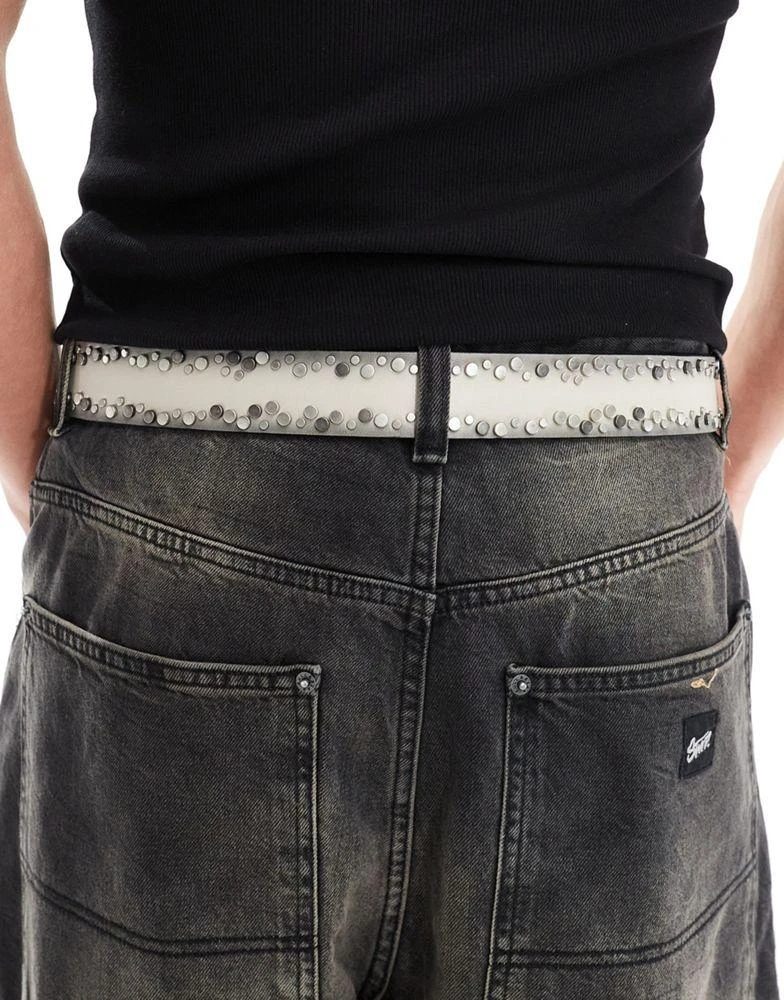 ASOS ASOS DESIGN belt with stud detail in cream 2