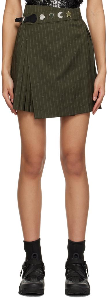 Charles Jeffrey Loverboy Khaki Pinstripe Miniskirt