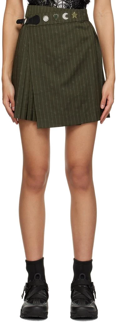 Charles Jeffrey Loverboy Khaki Pinstripe Miniskirt 1