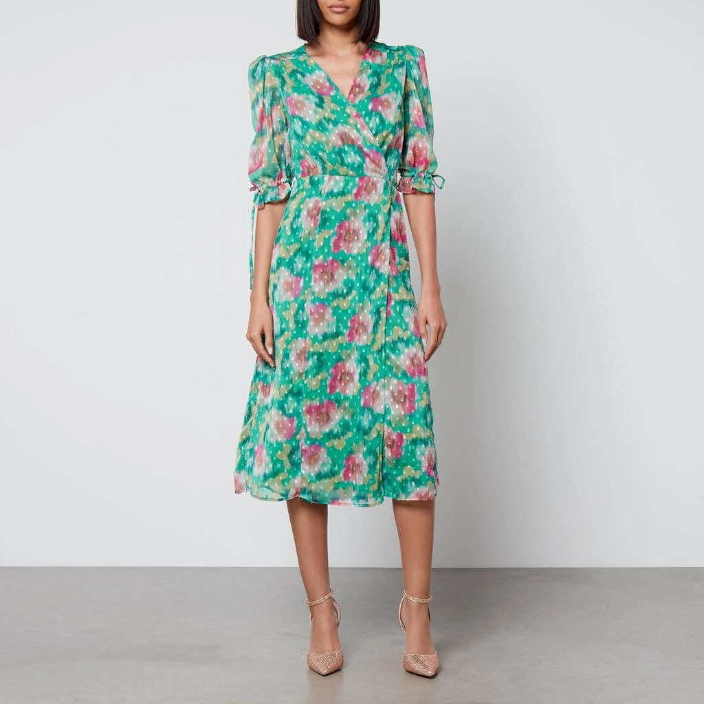Hope & Ivy Hope & Ivy Kajsa Floral Fil Coupé Wrap Midi Dress 1