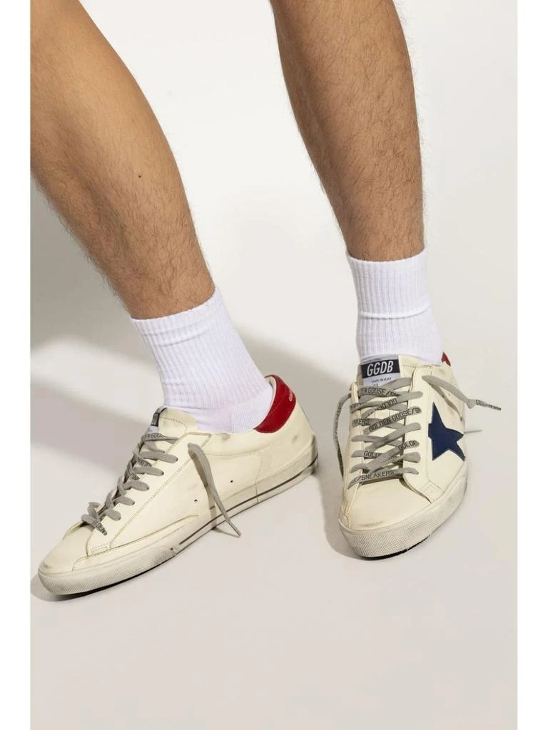 Golden Goose SUPER-STAR SNEAKERS WITH DISTRESSED FINISH, RED LEATHER STAR AND BLUE LEATHER HEEL TAB 2