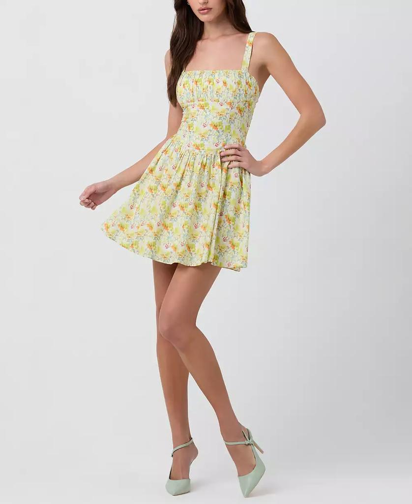 ASTR Women's Ruched Cotton Mini Dress