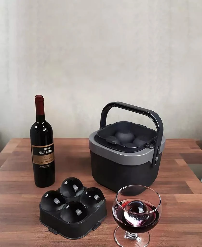 SUGIFT 4-Cavity Clear Ice Ball Maker with Insulated Bucket, BPA-Free Silicone Tray 9