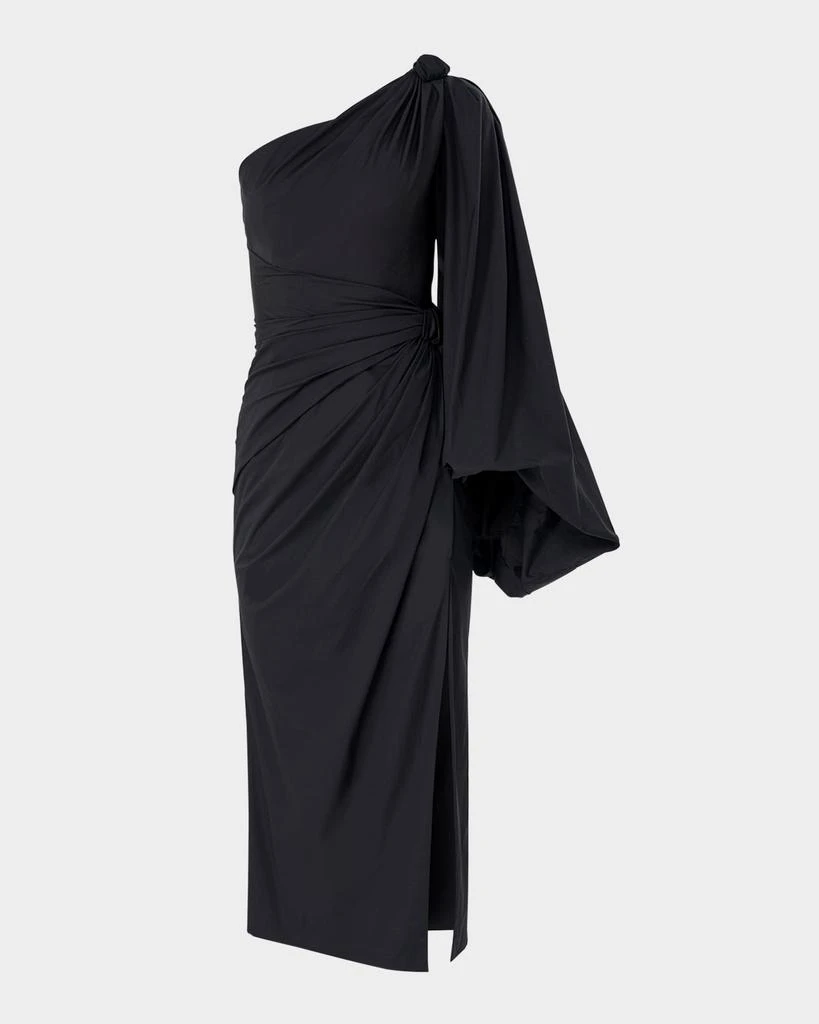 Carolina Herrera One-Shoulder Balloon-Sleeve Midi Dress 1