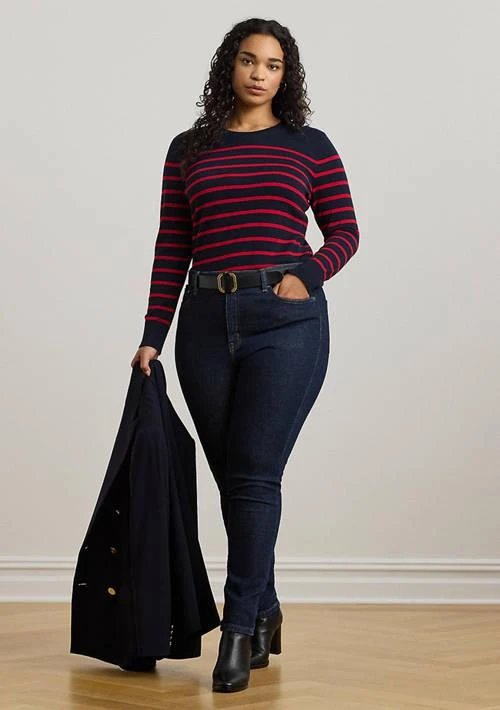 Ralph Lauren Plus Size Striped Cotton-Blend Sweater 4
