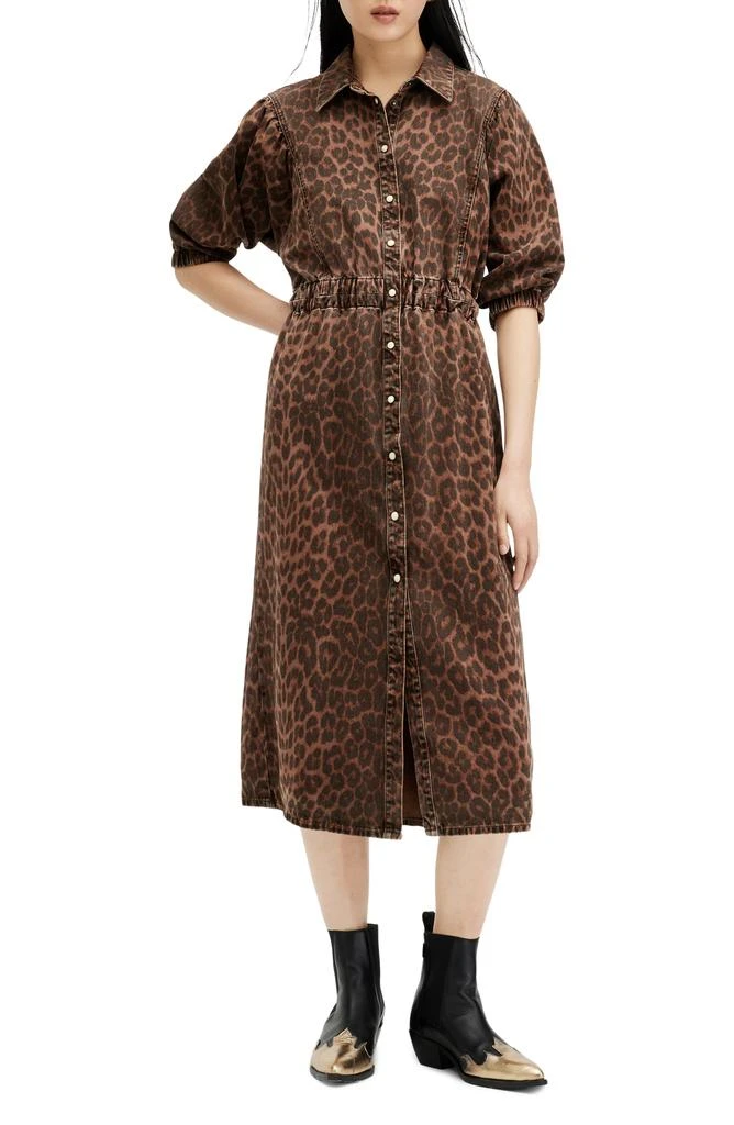 Osa Animal Puff Sleeve Denim Shirtdress  On Sale Now with Up to 77% Off |  Discover Exclusive Deals & Savings at BeyondStyle  Authentic ALL SAINTS  clothing|dress|female|women|dresses with Limited-Time Discounts, Free