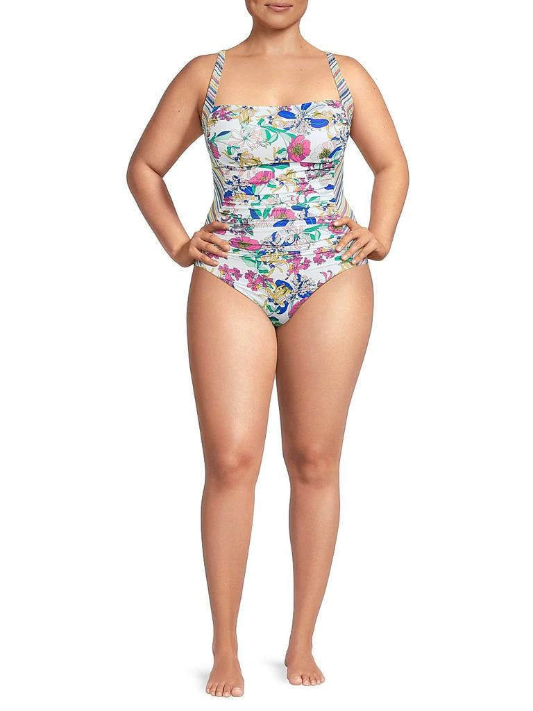 Johnny Was Ruched Floral One-Piece Swimsuit 2