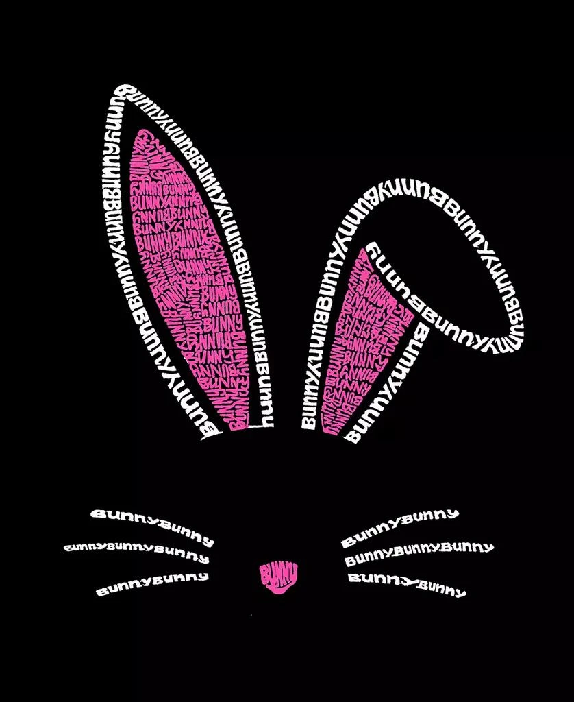 LA Pop Art Women's Word Art Bunny Ears Short Sleeve T-shirt 3