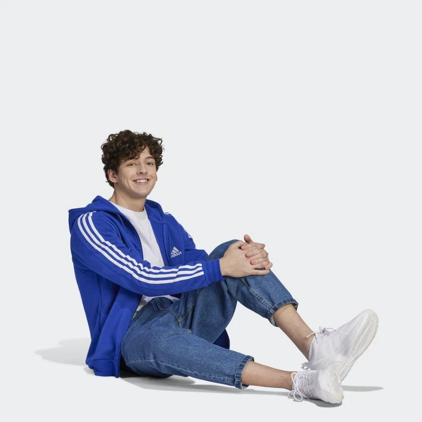 Adidas Men's  Essentials Fleece 3-Stripes Full-Zip Hoodie 3