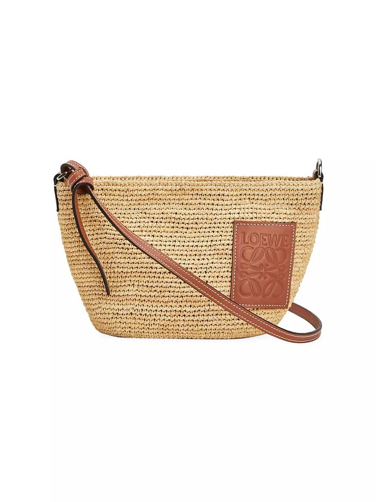 Loewe Pochette Leather-Trimmed Raffia Crossbody Bag 1