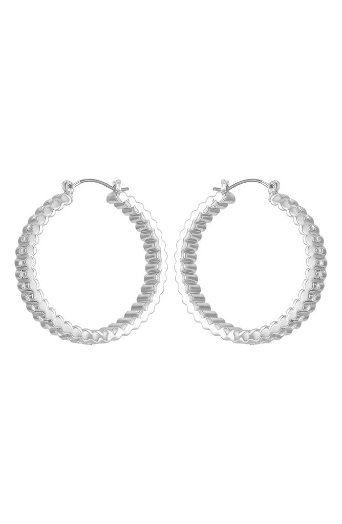 Vince Camuto Pavé Crystal Ribbed Hoop Earrings 3