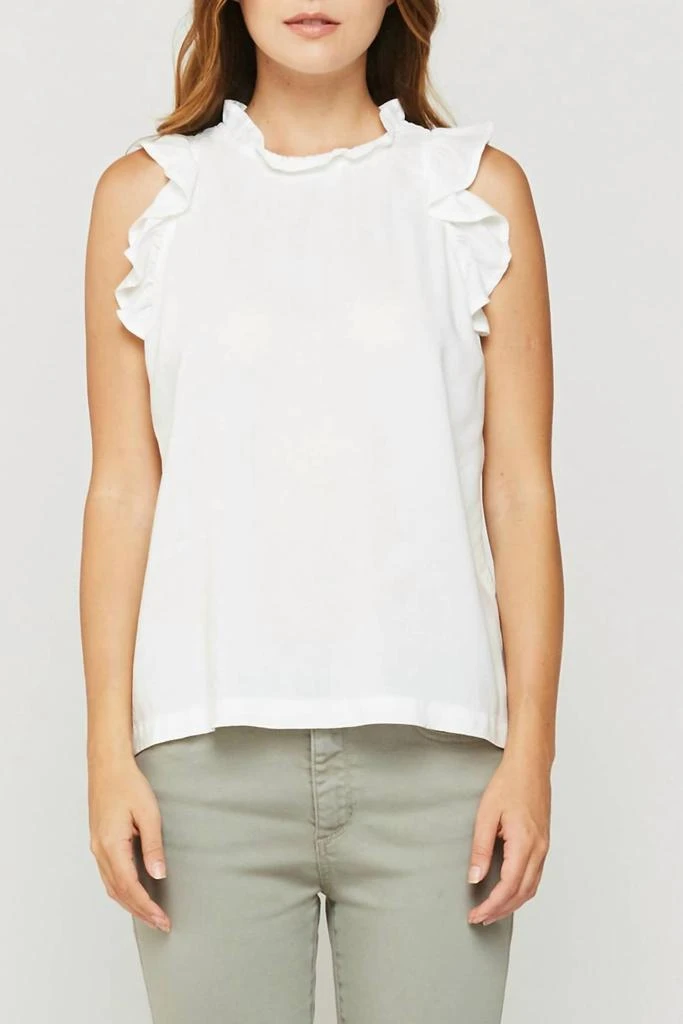White Ruffle Tank Shop Kalliope Ruffle Tank In White on Sale at BeyondStyle – Get 65% Off ...