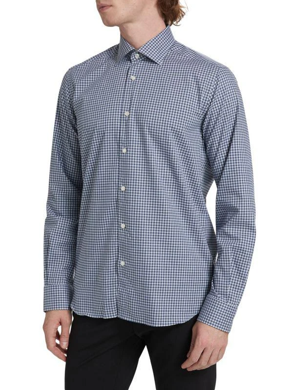 Saks Fifth Avenue COLLECTION Navy Check Shirt 3