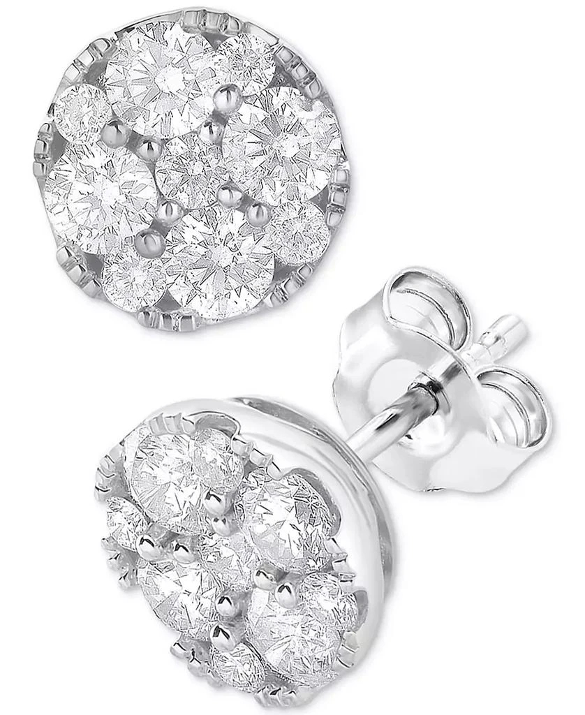 Diamond Cluster Diamond Stud Earrings On Sale At Macy's MACYS