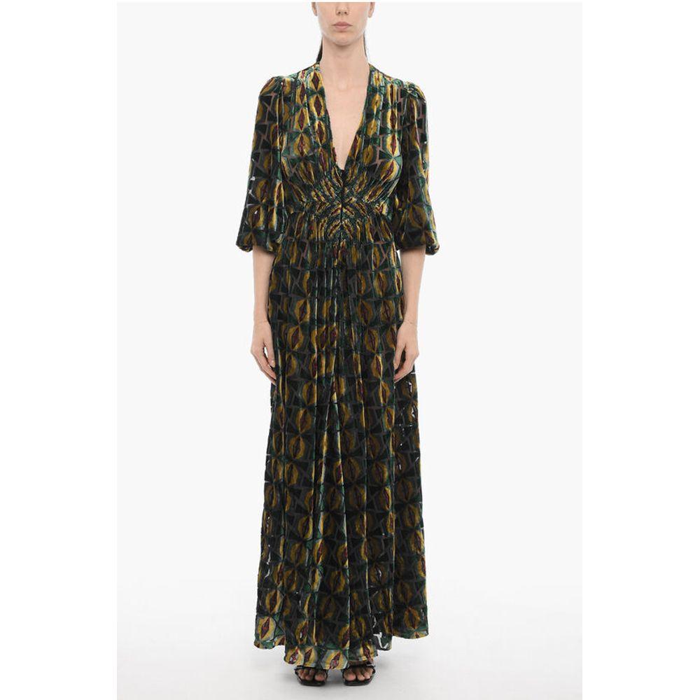 LA DOUBLE J La Double J Velvet CAMERINO Maxi Dress with Front Women's Buttoning