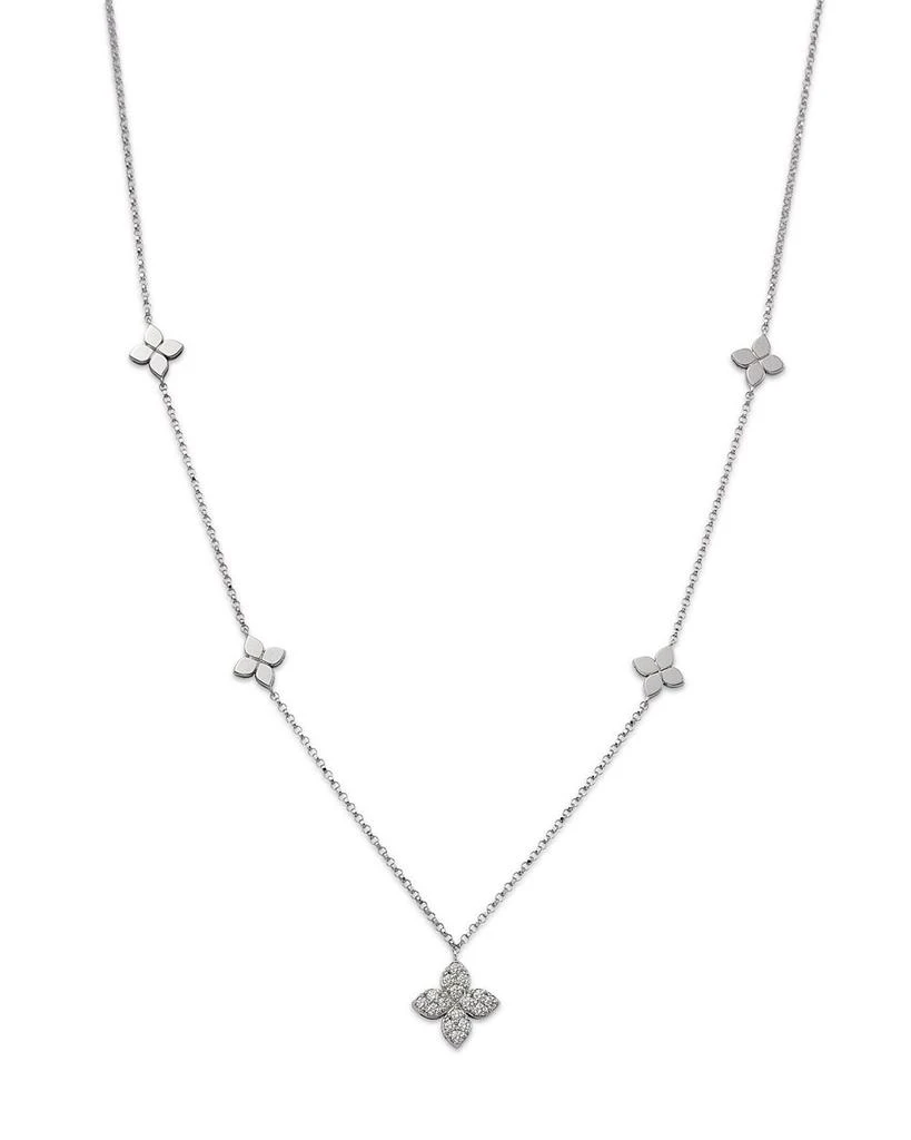 Roberto Coin 18K White Gold Love by the Inch Diamond Flower Station Necklace, 15-17" 1