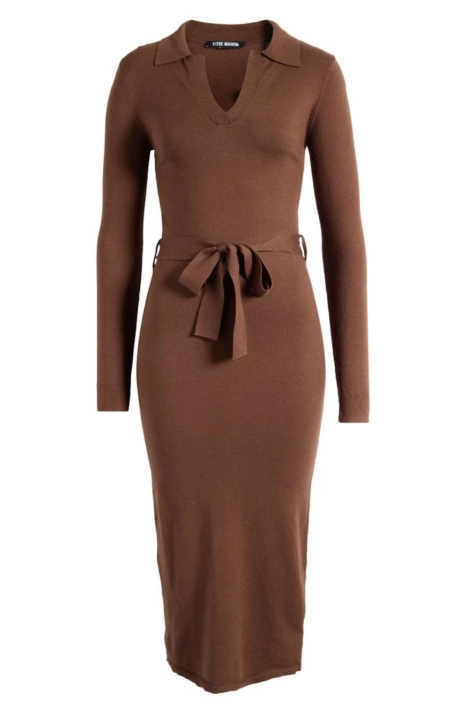 Steve Madden Danessa Belted Long Sleeve Polo Sweater Dress 5