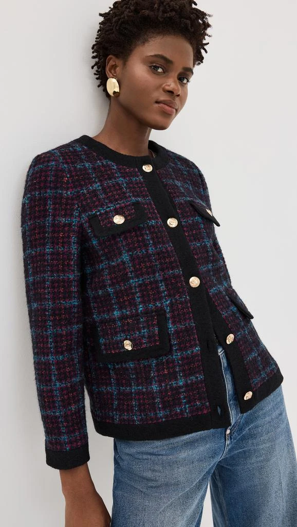 ANINE BING Lydia Jacket In Blue and Red Tweed 2