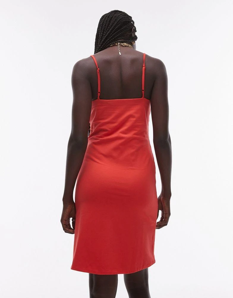 Topshop Topshop jersey spaghetti strap mini dress in red 2