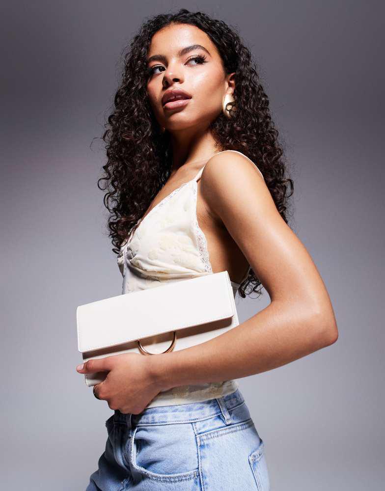 True Decadence True Decadence minimal PU clutch bag in ivory